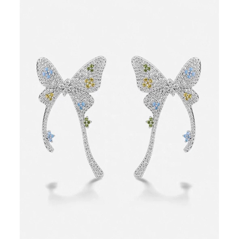 Butterfly Overgold Stud Fine Silk Copper Earrings Zircon