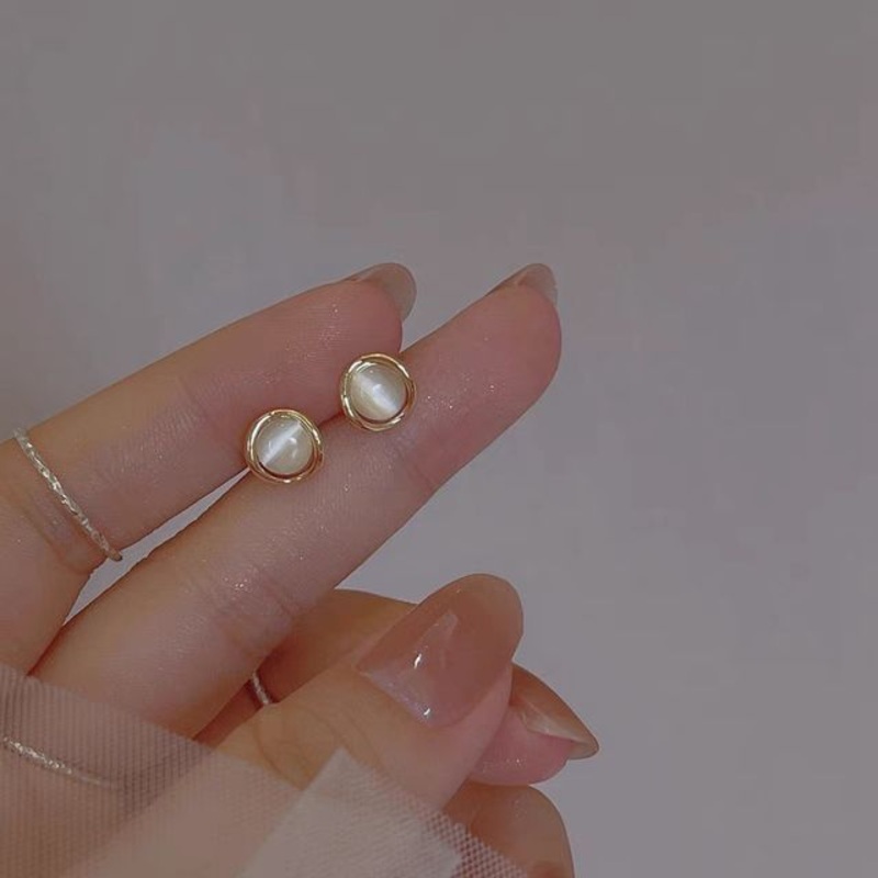 Eye Alloy Stone Earring Faux Cat Stud