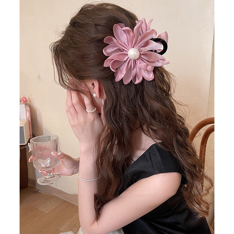 Hairpin Pink Pearl Modern Art Floral Fabric Acrylic