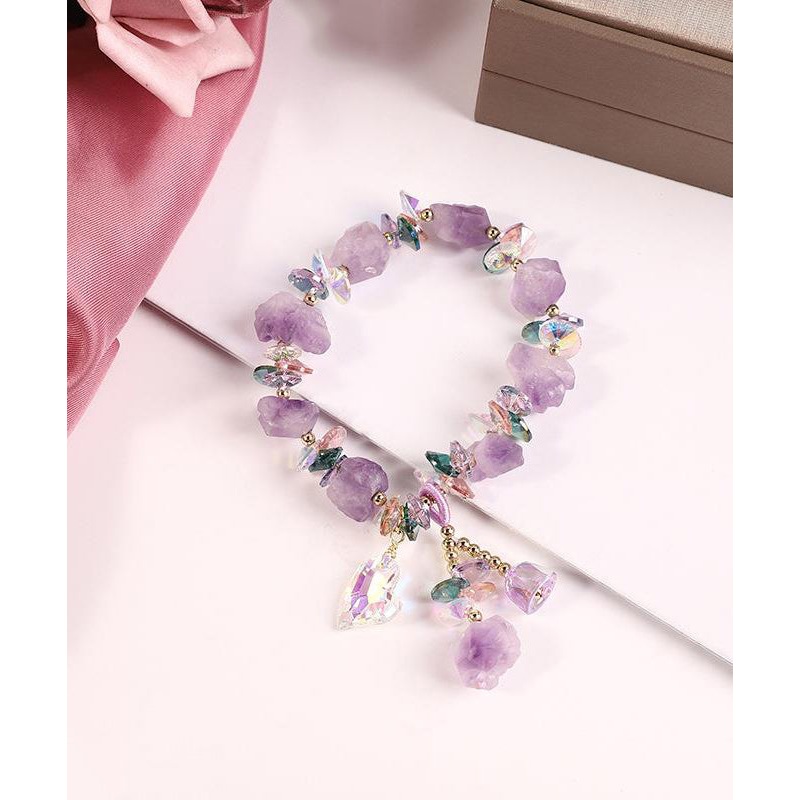 Pearl Light Purple Charm Crystal Bracelet Asymmetrical Stylish