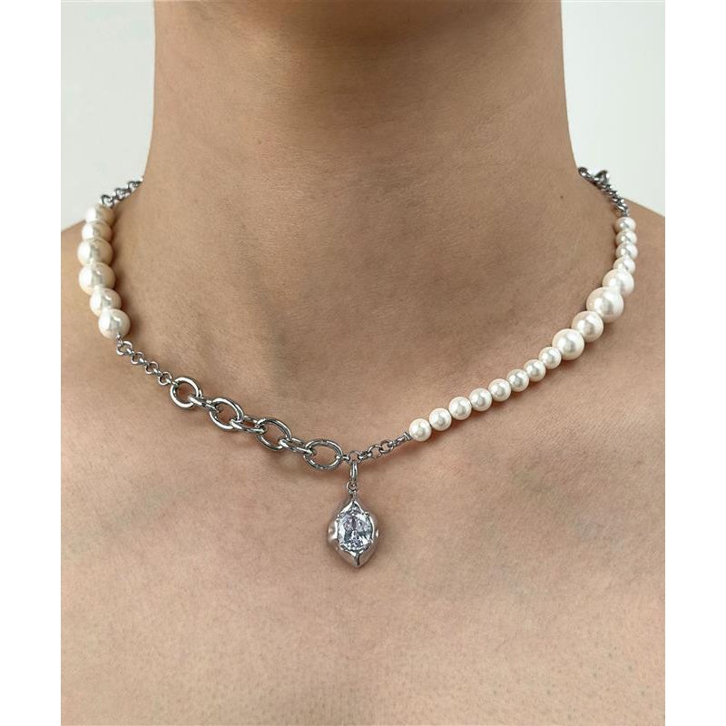Steel Silk Pendant Drop Zircon Stainless Classy Pearl Water