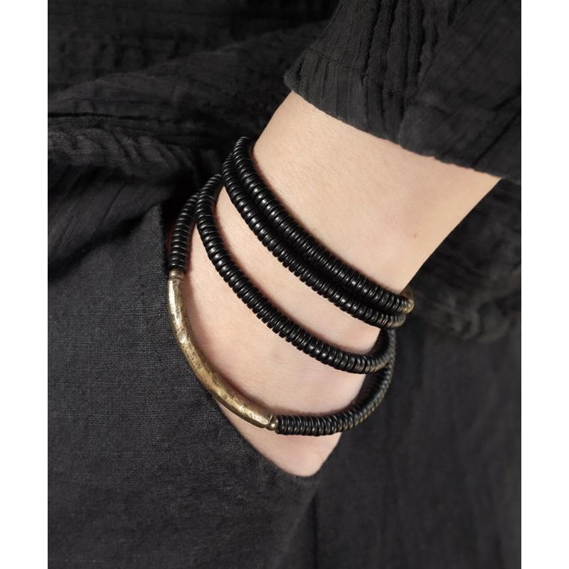 Wood Chain Black Ebony Layered Handmade Bracelet