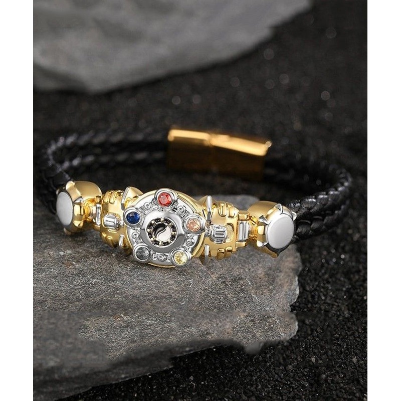 Zircon Armored Gold Steel Alloy Bracelet Warrior Men Stainless