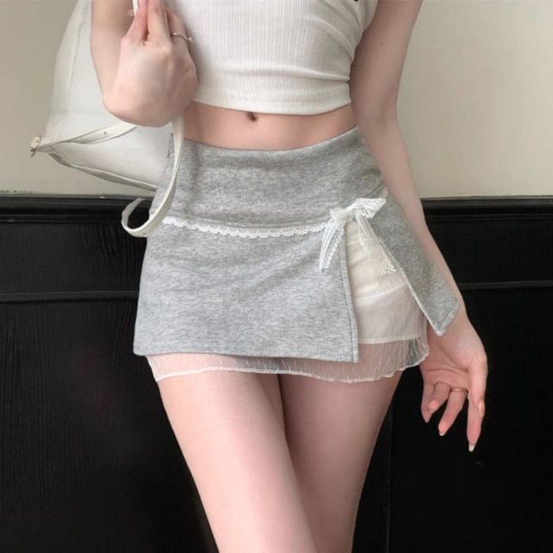 Skirt Overlay Mini Rise Low|Black|Gray|White|S|M|L|XL