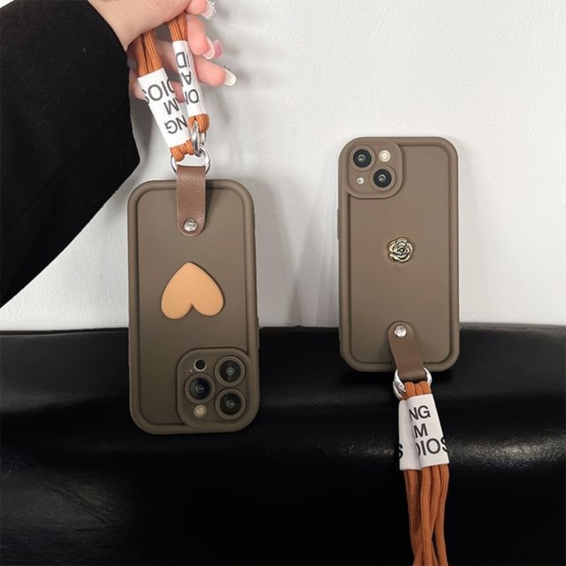Case Lettering Strap Phone|Floral – Dark Brown|Heart – Dark Brown|iPhone 11|iPhone 11 Pro|iPhone 11 Pro Max|iPhone 12|iPhone 12 Pro|iPhone 12 Pro Max|iPhone 13|iPhone 13 Pro|iPhone 13 Pro Max|iPhone 14|iPhone 14 Plus|iPhone 14 Pro|iPhone 14 Pro Max|iPhone