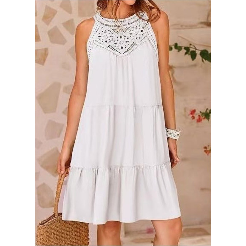Style Mini Summer Cotton Shoulder Cold White Dresses