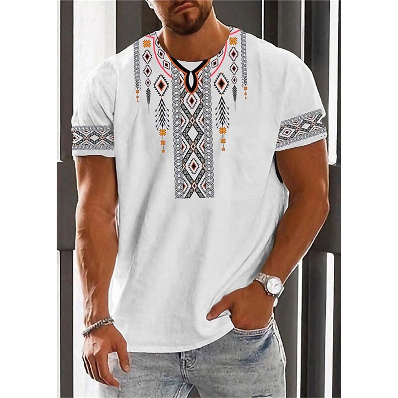 Cotton Men New White Summer Shirt O T Print Neck
