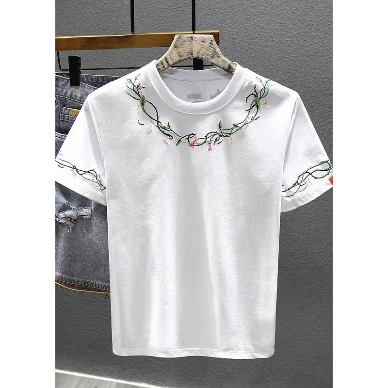 Shirts Best Cool For Summer Cotton White Embroideried Men T