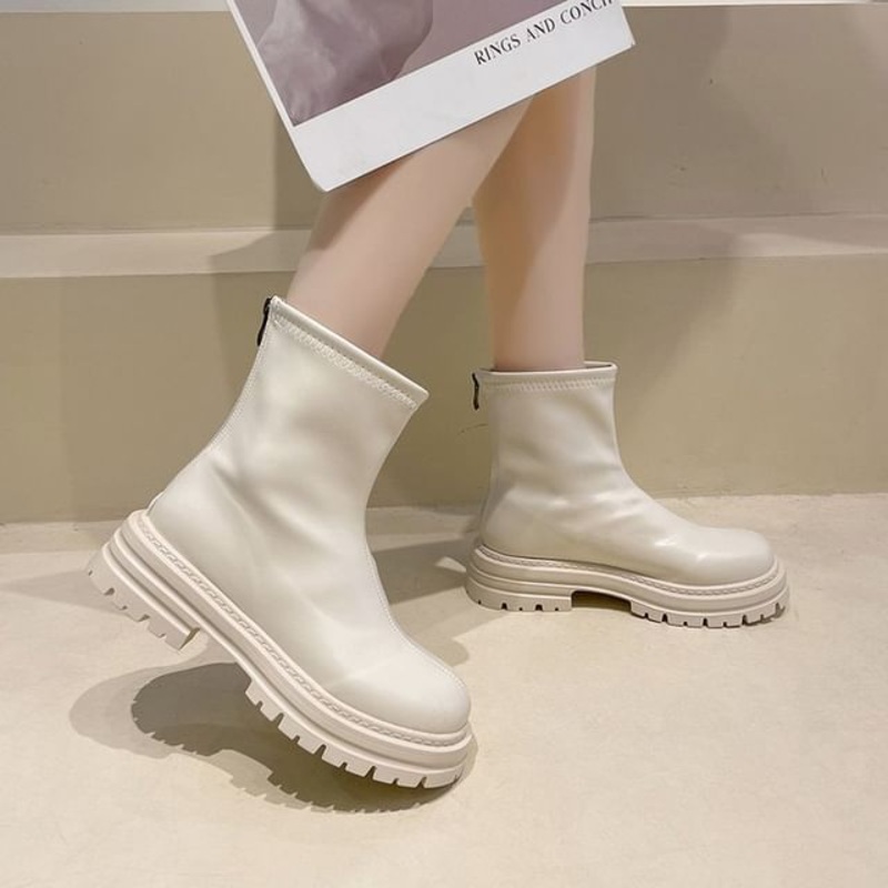 Boots Short Platform Zip|Beige|Black|Brown|Khaki|35|36|37|38|39|40