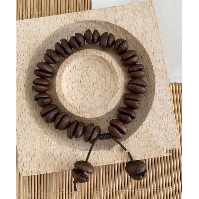Coffee Vintage Leather Charm Rope Bracelet Beads