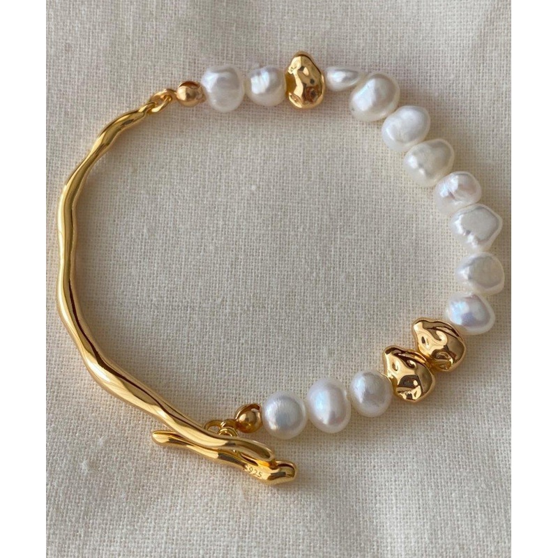 Copper Colorblock Vogue Alloy Pearl Gold Bracelet