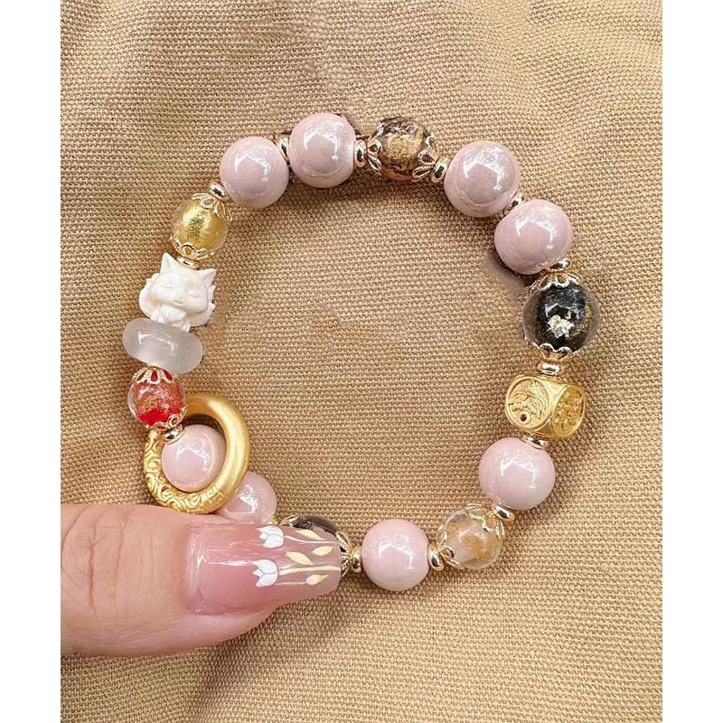 Glaze Colorblock Ceramic Gold Coloured Ancient Chain Modern