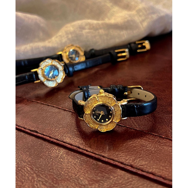 Leather Black Organic Glass Alloy Watches Quartz Fine Movement