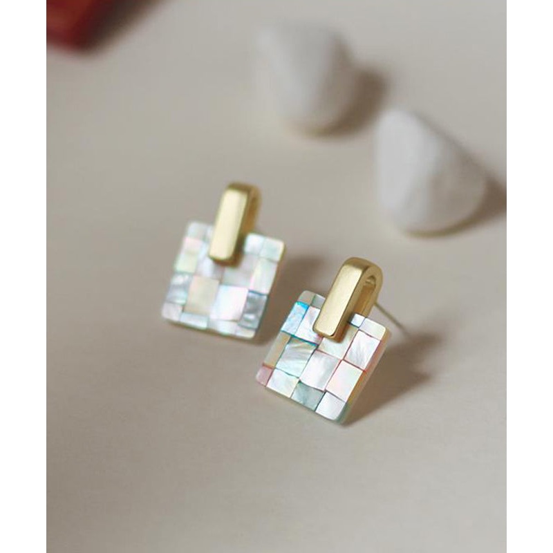 Stud Overgild Copper Rainbow Vogue Shell Earrings