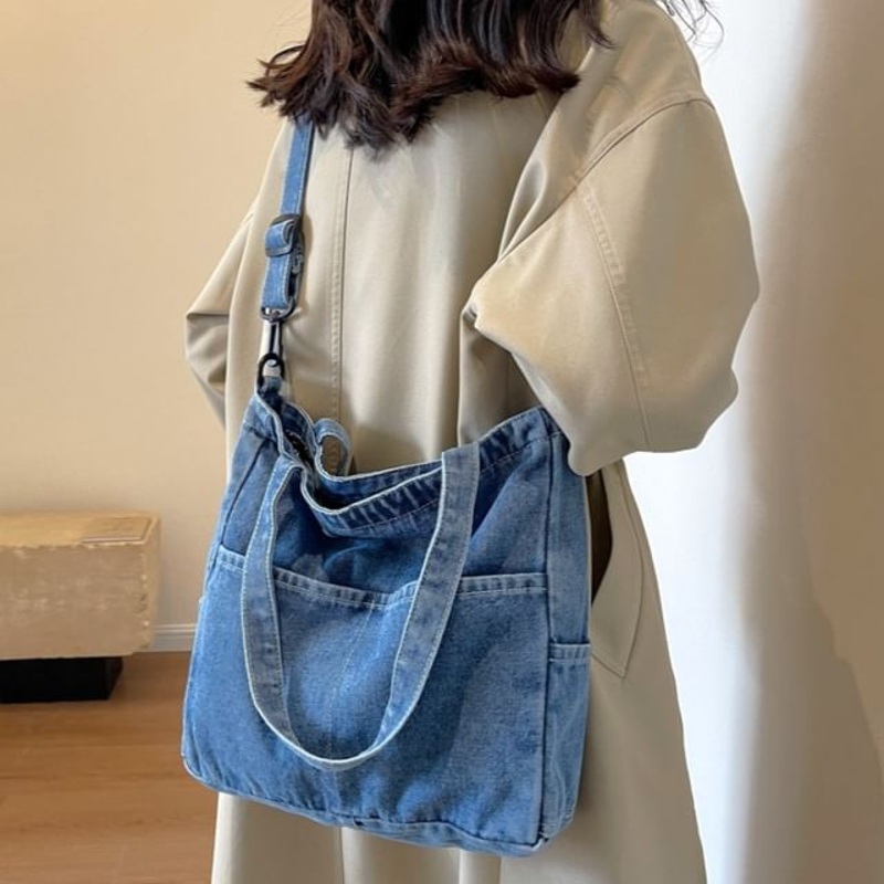 Bag Crossbody Denim Washed|Black|Blue|Light Blue|One Size