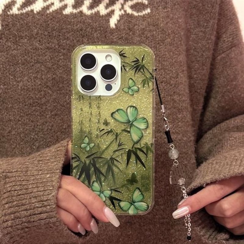 Butterfly Bamboo Phone Set Case Charm /