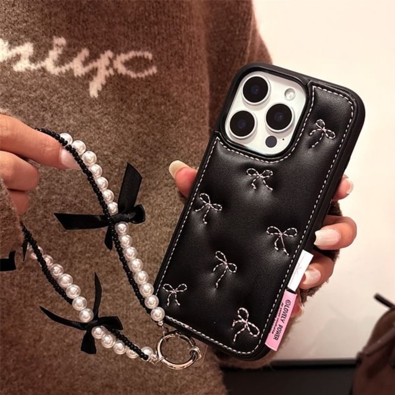 Case Phone / Set Embroidered Bow Strap