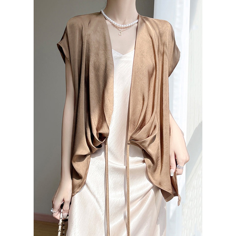 Coffee Shirt Silk Sleeve Short Original Design Solid New