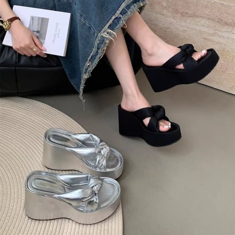 Knot Sandals Heel Slide Wedge Platform