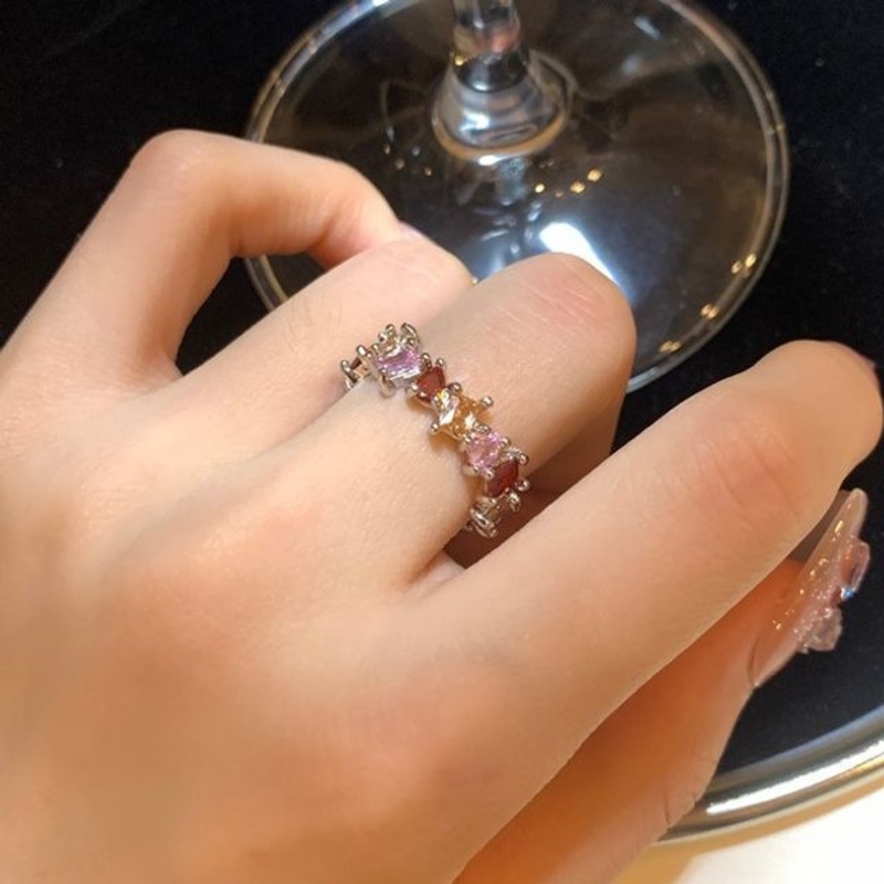 Open Rhinestone Alloy Ring