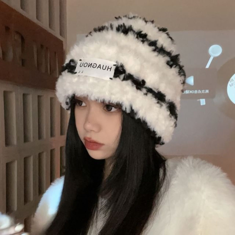 Striped Beanie Lettering|Black|White|M
