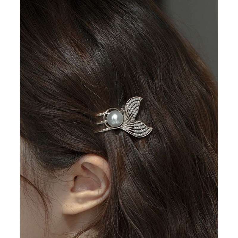 Art White Alloy Pearl Mermaid Hairpin WI008