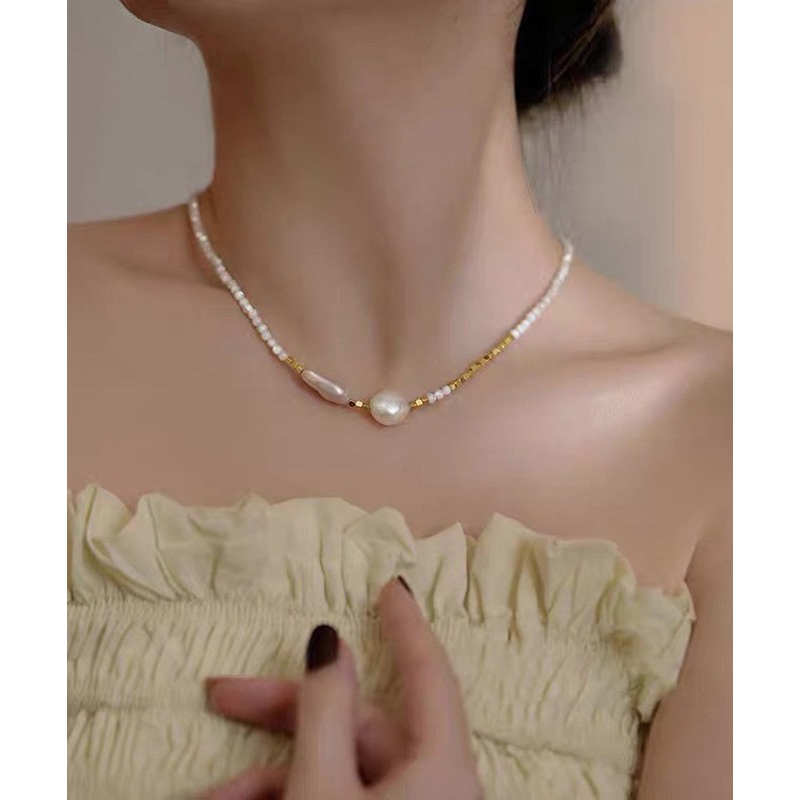 Chic White Alloy Pearl Gratuated Bead Necklace WF012