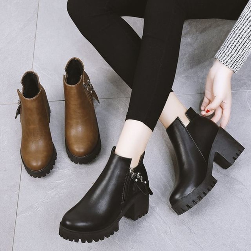 Boots Chunky Heel Platform Ankle