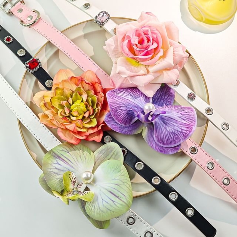 Floral Faux Leather Choker|X532 – PInk & White|X533 – Pink & Black|X534 – Green|X535 – Purple|X536 – Light Purple|X537 – Light Pink|One Size