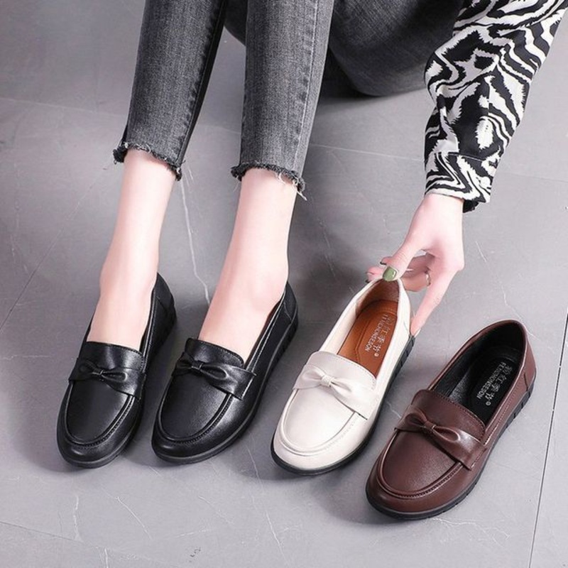 Bow Loafers|Beige|Black|Brown|35|36|37|38|39|40|41