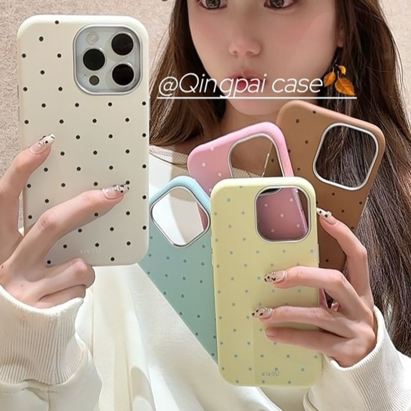 Plain Leather Dots Phone Case – iPhone 16 Pro Max / 16 Pro / 16 / 15 Pro Max / 15 Pro / 15 / 14 Pro Max / 14 Pro / 14 / 13 Pro Max / 13 Pro / 13 / 12 Pro Max / 12 Pro / 12