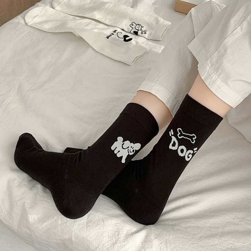 Animal Print Socks|Black|Blue|Gray|White|One Size