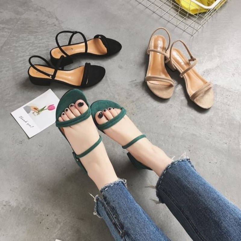 Black-Heel Sandals|Almond|Aqua Blue|Black|Brown|Green|35|36|37|38|39
