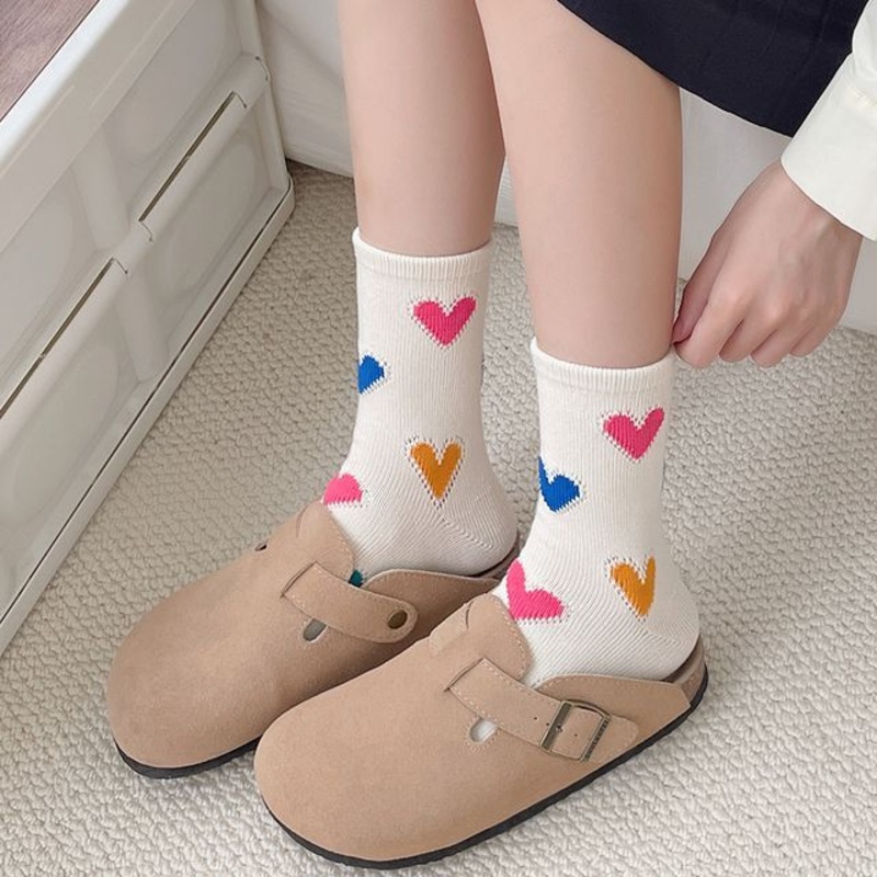 Heart Print Socks|Black|White|35To40