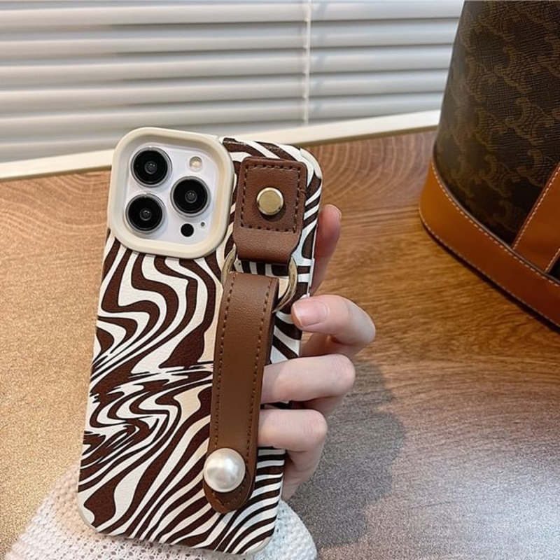 Zebra Print Strap Phone Case – iPhone 15 Pro Max / 15 Pro / 15 Plus / 15 / 14 Pro Max / 14 Pro / 14 Plus / 14 / 13 Pro Max / 13 Pro / 13 / 13 mini / 12 Pro Max / 12 Pro / 12 / 12 mini / 11 Pro Max / 11 Pro / 11