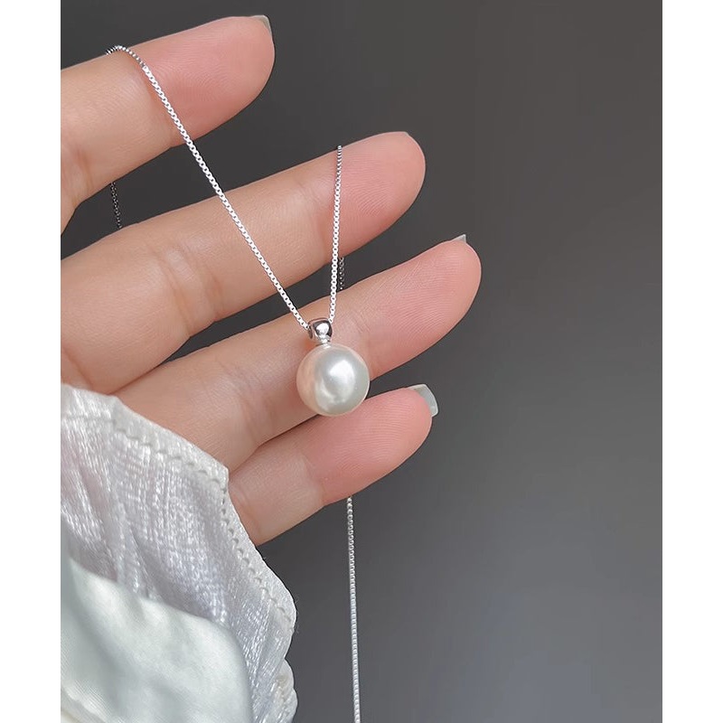 Brief Silk Stainless Steel Pearl Pendant Necklace ET012