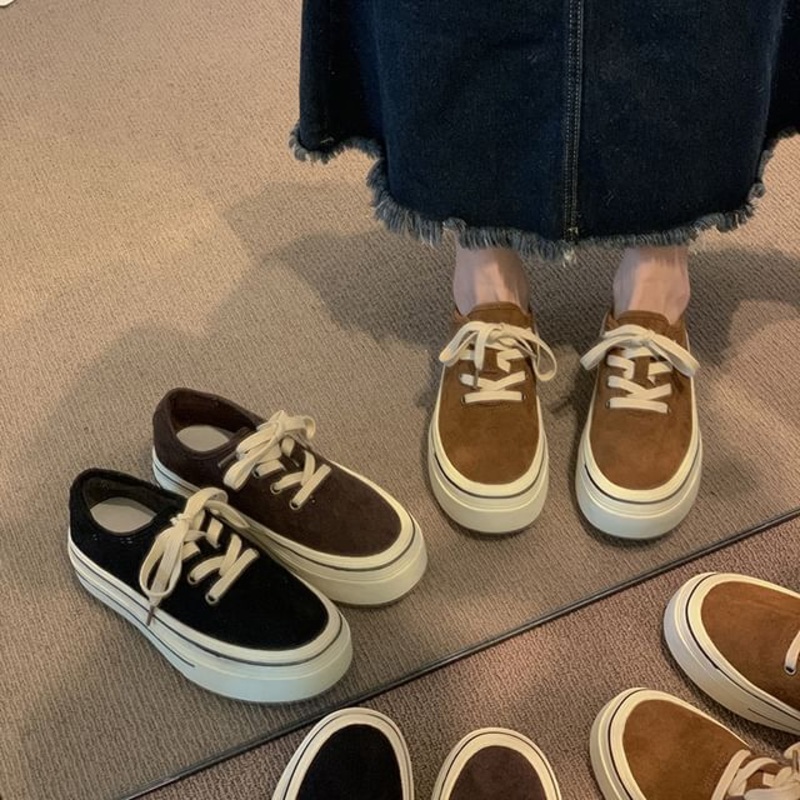 Canvas Platform Sneakers|Black|Caramel|Coffee|35|36|37|38|39|40
