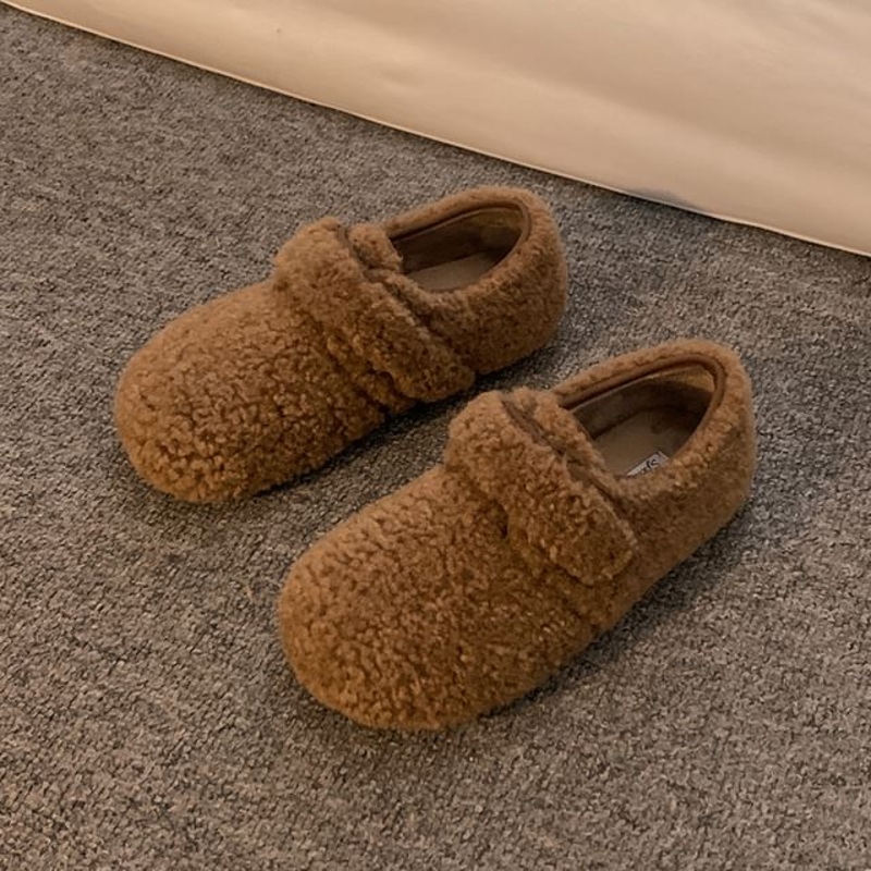 Faux Shearling Slip-Ons|Almond|Dark Brown|Khaki|35|36|37|38|39|40