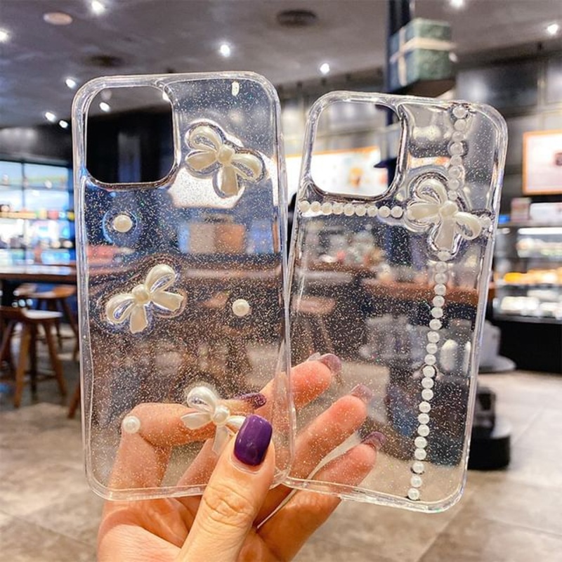 Bow Faux Pearl Phone Case|A Bow – Transparent|Three Bow – Transparent|iPhone 11|iPhone 11 Pro|iPhone 11 Pro Max|iPhone 12 Mini|iPhone 12 Pro Max|iPhone 12/12 Pro|iPhone 13|iPhone 13 Mini|iPhone 13 Pro|iPhone 13 Pro Max|iPhone 14|iPhone 14 Plus|iPhone 14 P