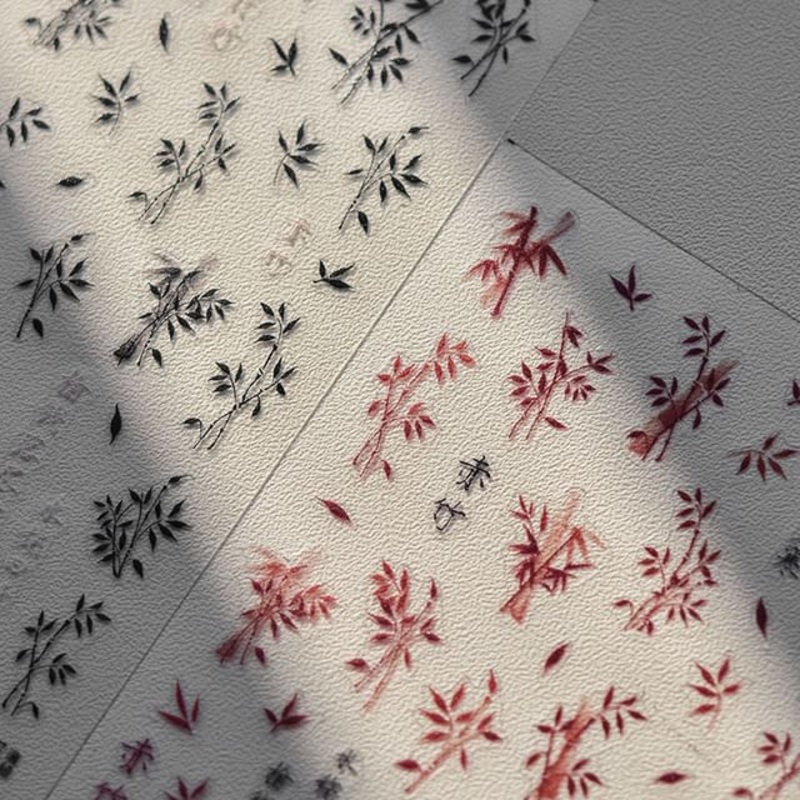 Bamboo Nail Art Sticker|Black|Red|One Size