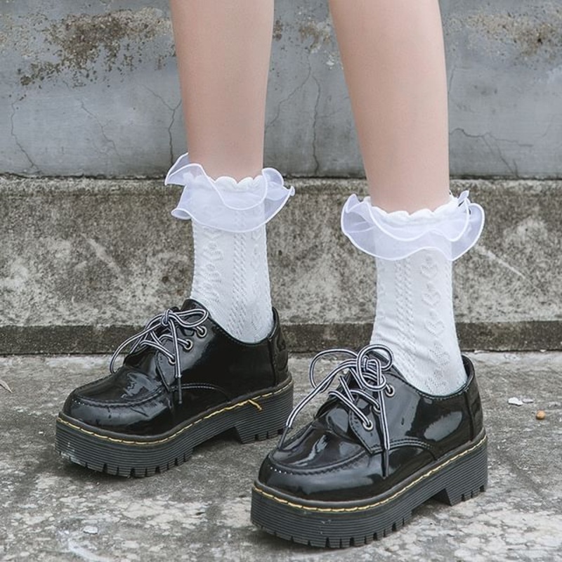 Plain Ruffled Socks|Low – Beige|Low – Black|Low – White|Mid-Calf – Beige|Mid-Calf – Black|Mid-Calf – White|One Size