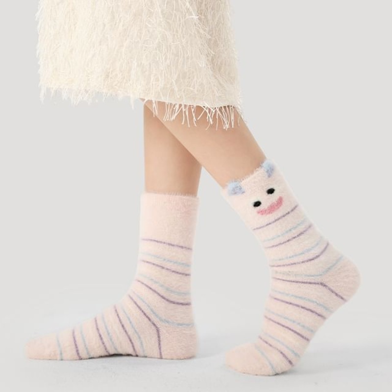 Cartoon Print Knit Socks|R8869 – Light Pink|One Size