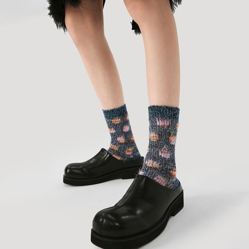 Dotted Knit Socks|R8846 – Gray|One Size