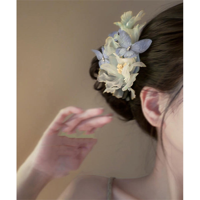 Floral Multicolor Hairpin Butterfly Retro Tulle Pearl