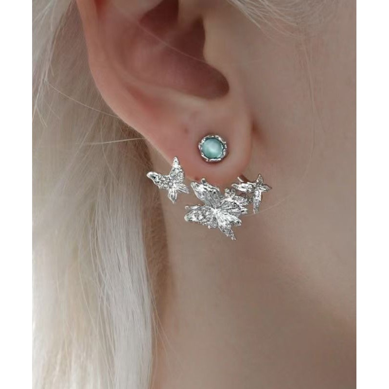 Stone Silk Cat’s Stud Art Copper Detachable Butterfly Eye