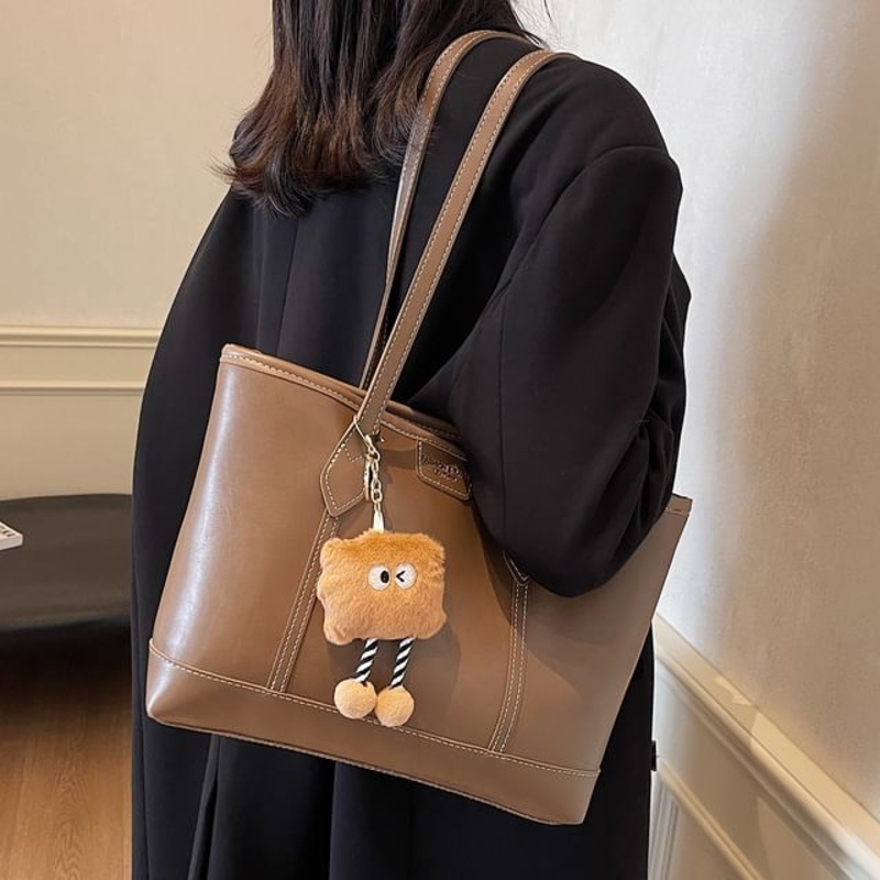 Bag Leather Tote Faux|Black|Brown|Coffee|Khaki|One Size