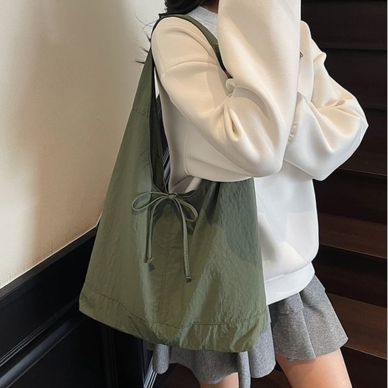 Bag Tie-Up Shopper Plain|Black|Blue|Green|Khaki|Off-White|Pink|One Size