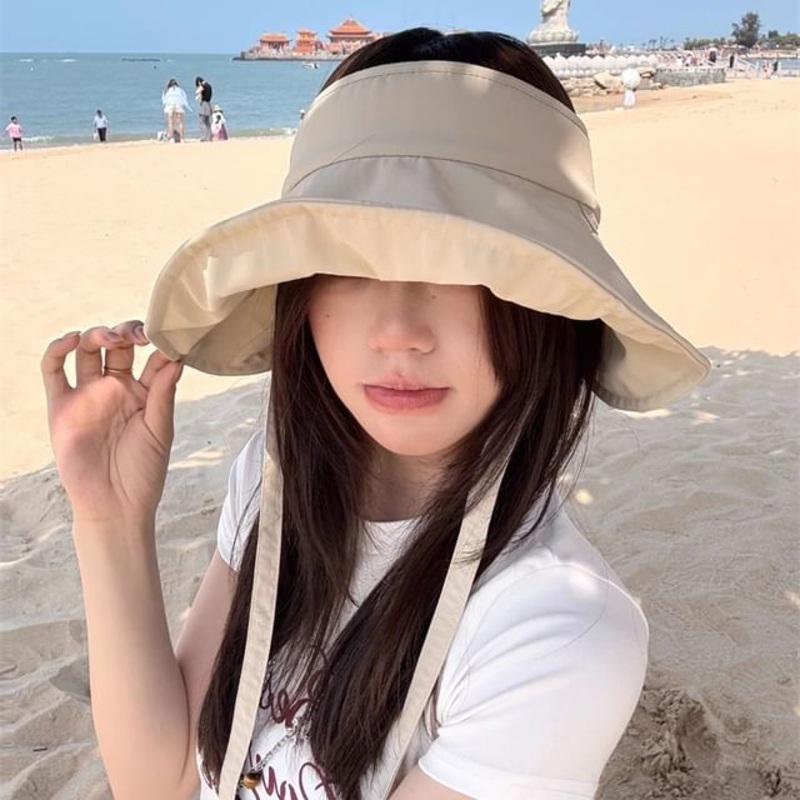 Hat Top Open Sun|Beige|Black|One Size