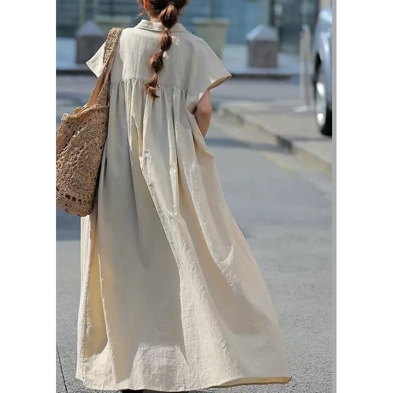Dress Shirt Cotton Oversized Bohemian Summer Beige
