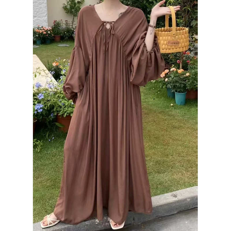 Lace Chocolate Oversized Italian Cotton Dresses Up Vacation